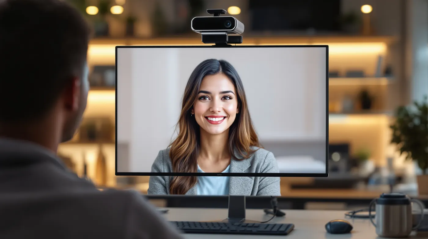 Ellie AI therapist virtual human interviewer on a screen in a research lab