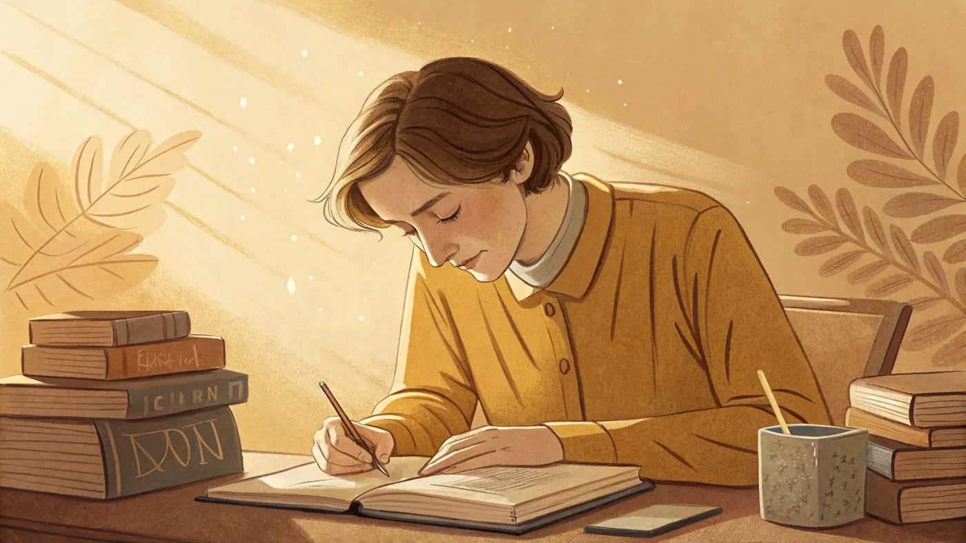 Illustration of a person with Asperger syndrome, now diagnosed within autism spectrum disorder, engaged in a focused interest.