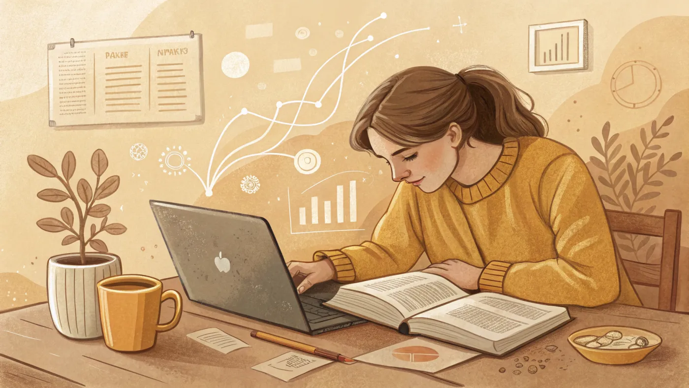 Illustration of a student earning an online psychology degree