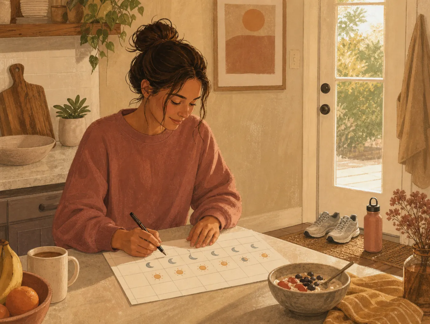 How to Manage Stress and Anxiety: A Practical Plan for the Next 30 Days: marking sleep, meals on a planner