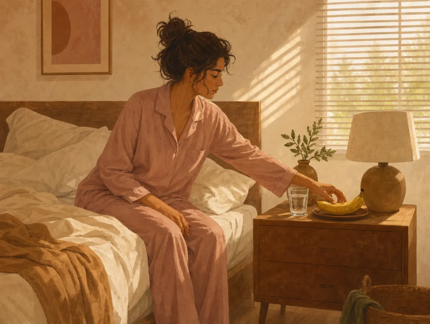 What to Do When You're Depressed: 7 Steps That Are Actually Doable: reaching for water on an unmade bed