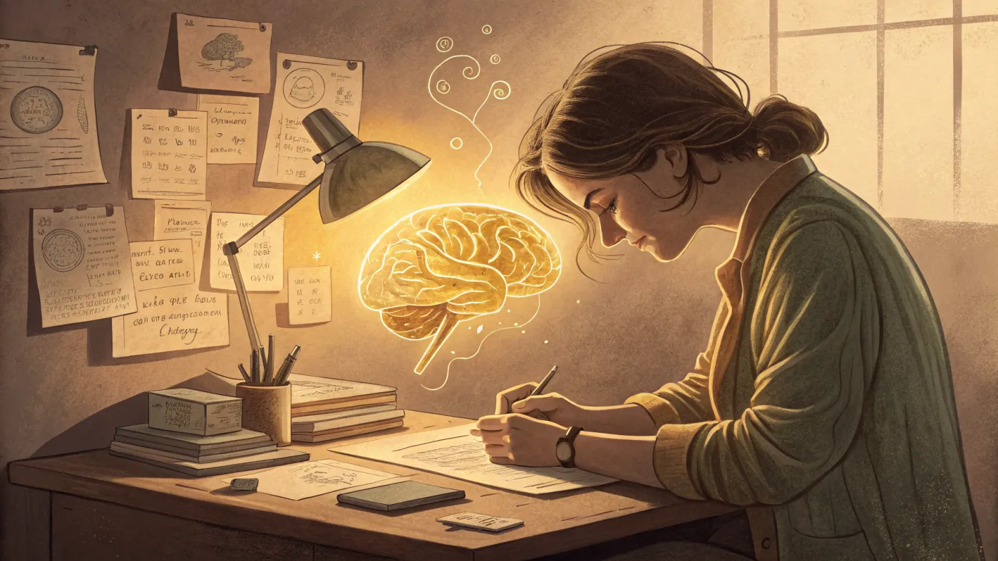 Illustration of a neuropsychologist studying the brain