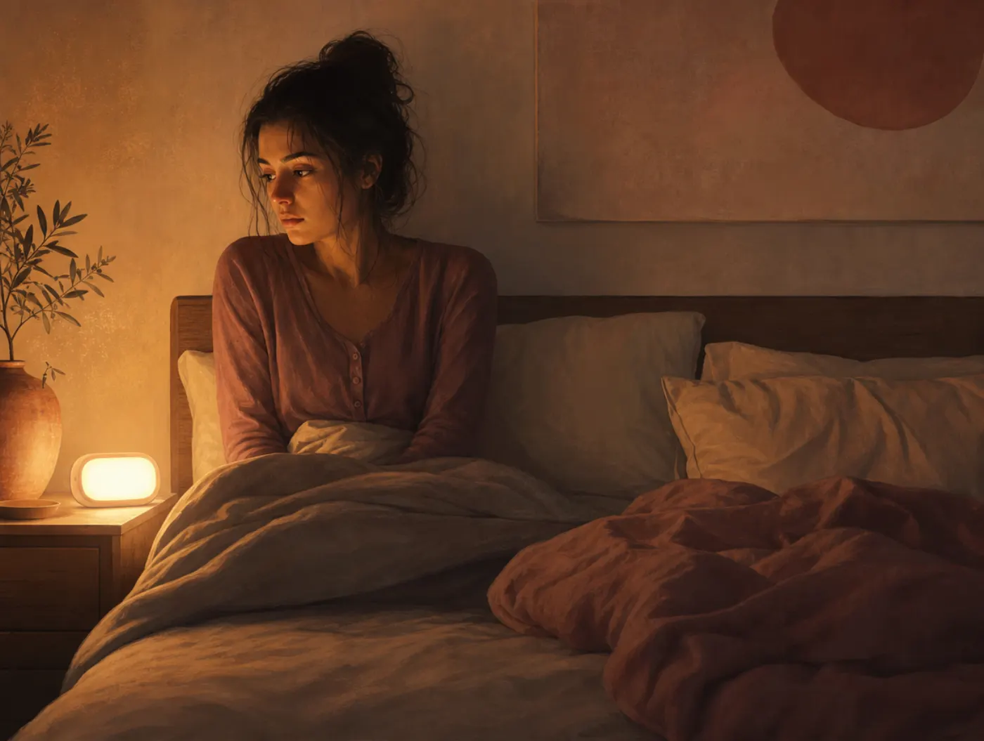 Insomnia Test: a person lying awake in bed at 3am staring at a glowing nightstand clock