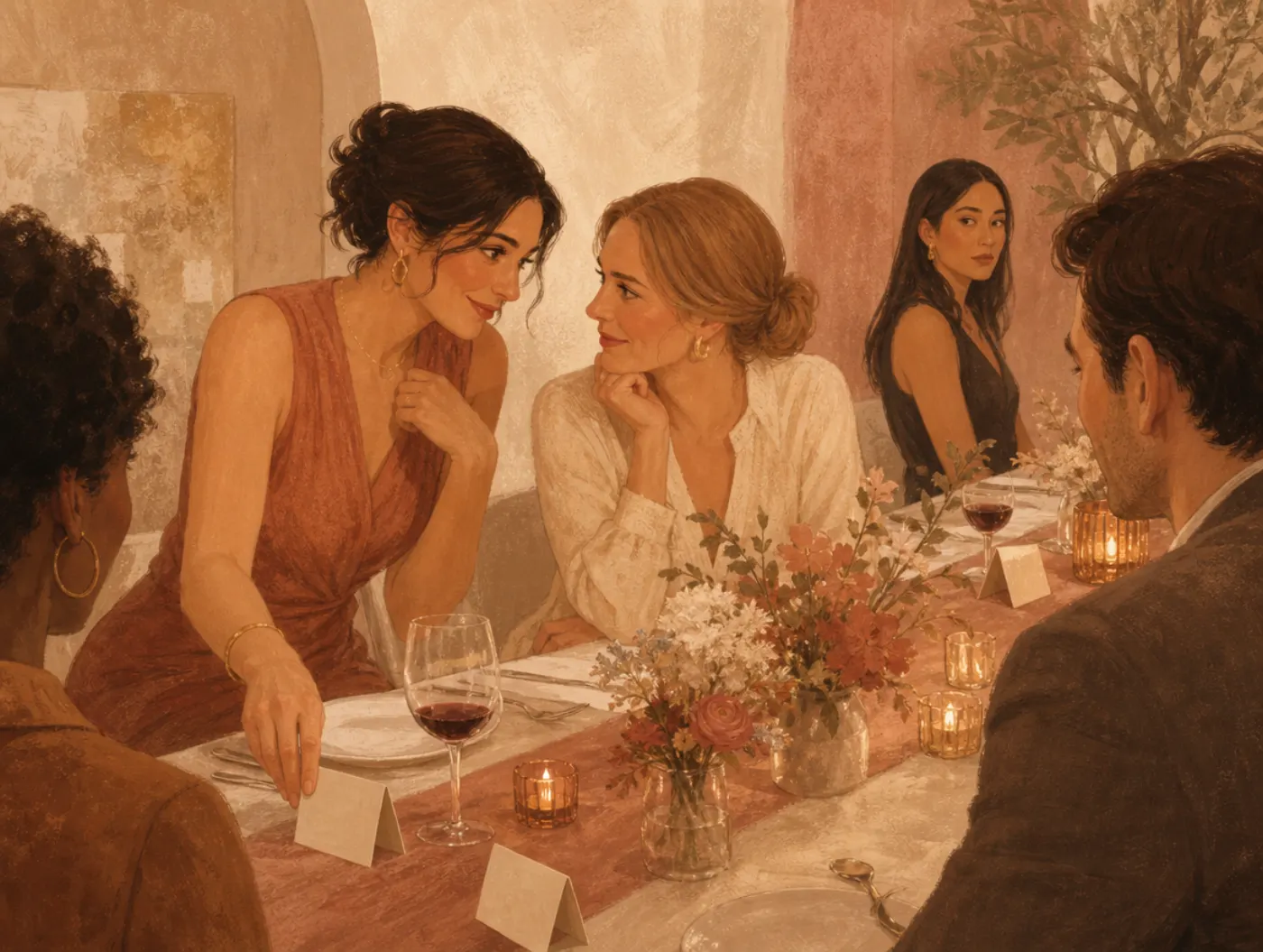 Machiavellianism Test: a dinner guest complimenting a coworker while quietly rearranging place cards to isolate a rival
