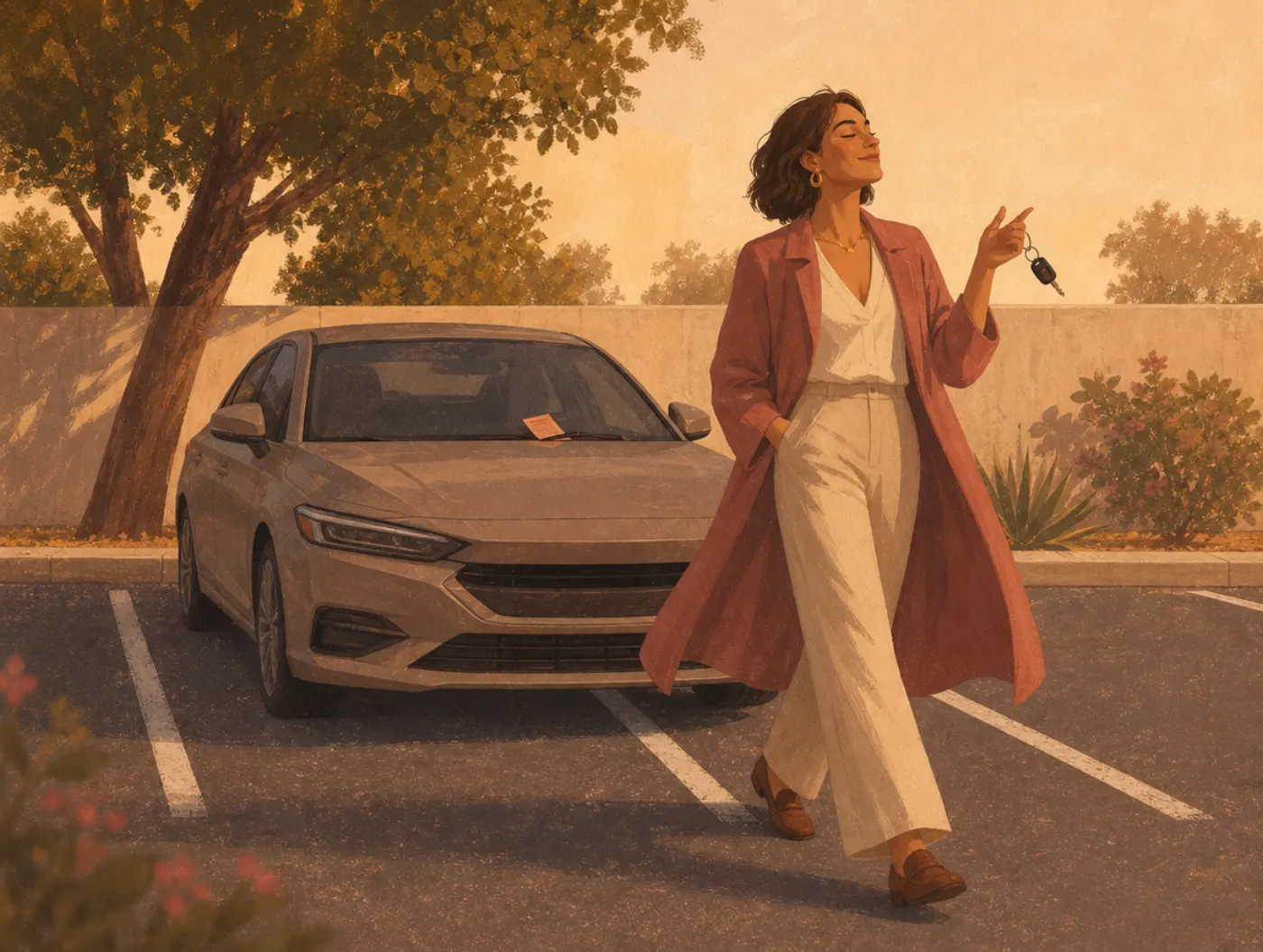 Sociopath Test: walking away from a car parked across two spaces, ignoring the ticket under the wiper