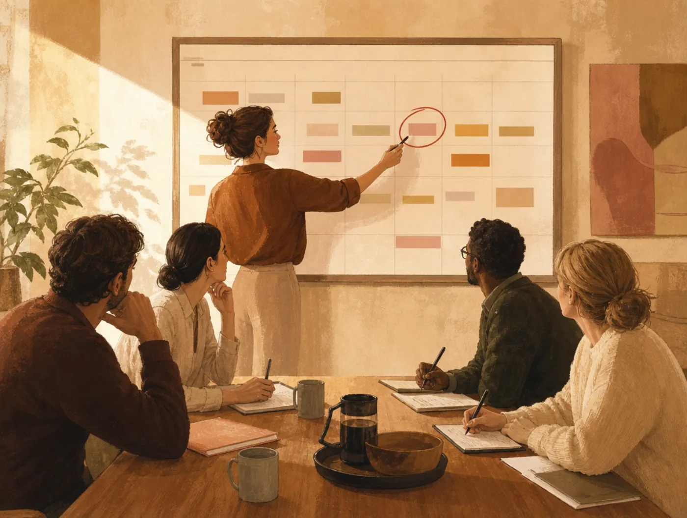 Dominance: The DISC Style Built for Results: a manager circling a deadline on a wall project timeline