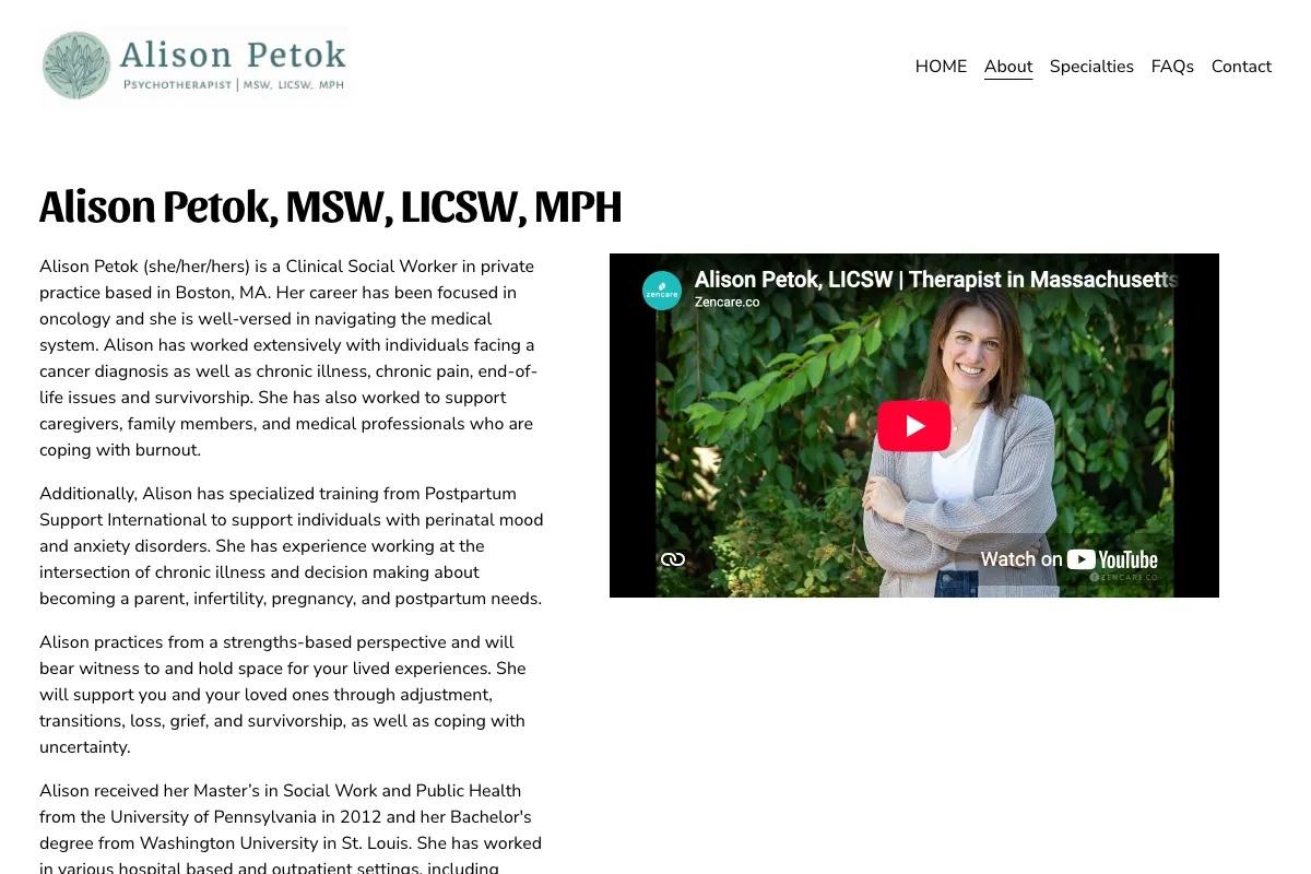 alisonpetok.com home page, captured September 27, 2026
