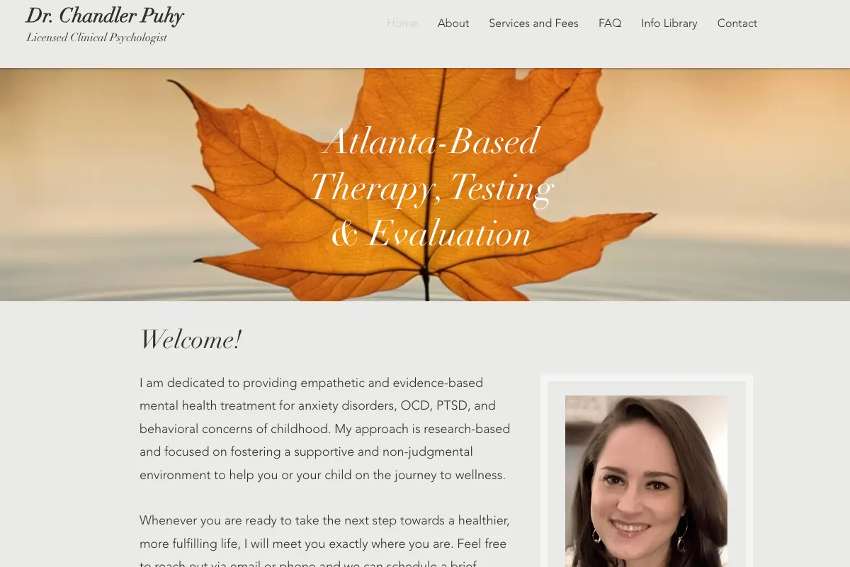 drchandlerpuhy.com home page, captured September 27, 2026